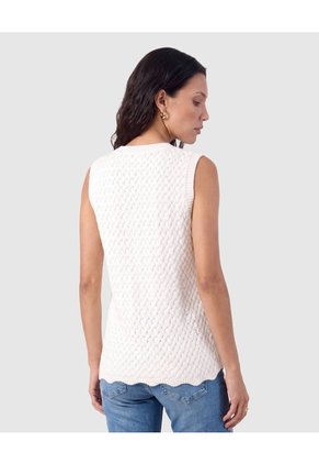 Camiseta Sisa Tejida Texturizada Para Mujer  Blanco Patprimo