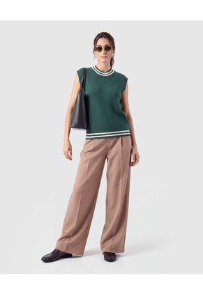 Chaleco Tejido De Punto Para Mujer Verde Patprimo
