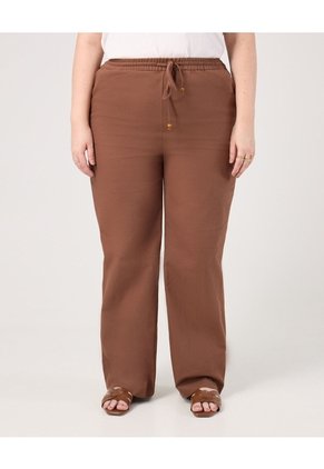 Pantalón Con Cordón Ajustable Para Mujer Curvy Café Patprimo