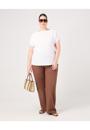 Pantalón Con Cordón Ajustable Para Mujer Curvy Café Patprimo