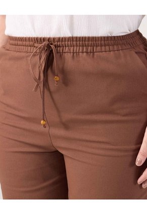 Pantalón Con Cordón Ajustable Para Mujer Curvy Café Patprimo