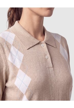 Camiseta Polo Tejido Punto Para Mujer  Beige Patprimo