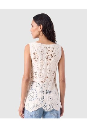Camiseta Sisa Tejida Texturizada Para Mujer Crema Patprimo