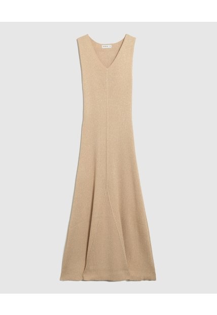Vestido Escote V Tejido Para Mujer  Dorado Patprimo