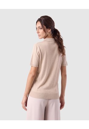 Camiseta Polo Tejido Punto Para Mujer  Beige Patprimo
