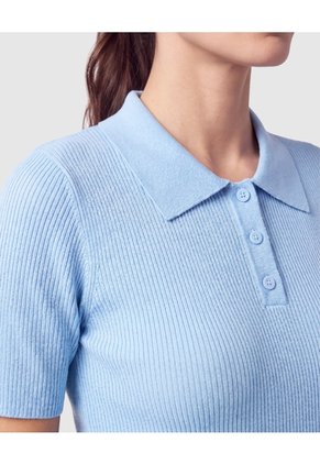 Polo Acanalada Para Mujer  Azul Patprimo