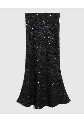 Falda Midi Lentejuelas Para Mujer  Negro Patprimo Patprimo