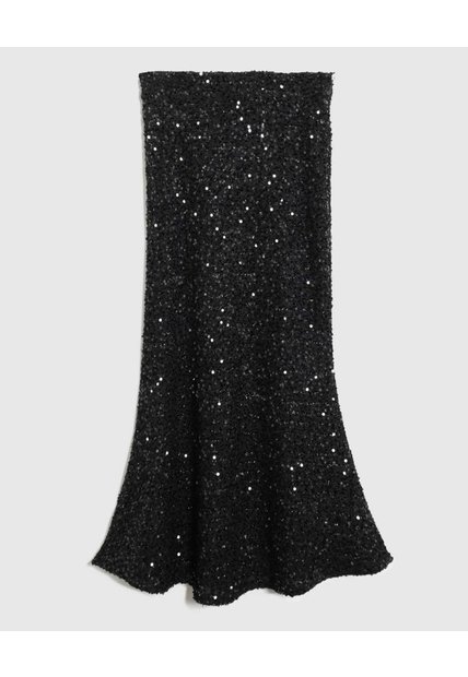 Falda Midi Lentejuelas Para Mujer  Negro Patprimo