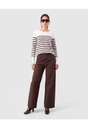 Saco Tejido Botones Puño Para Mujer Café Patprimo