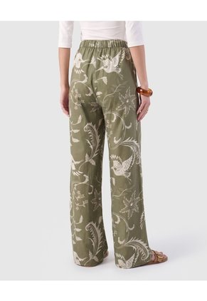 Pantalón Estampado Bota Ancha Para Mujer Verde Patprimo