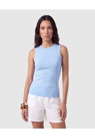 Camiseta Sin Mangas Unicolor Para Mujer  Azul Patprimo Patprimo