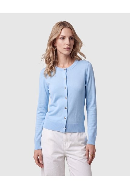 Saco Tejido Con Botones Para Mujer  Azul Patprimo