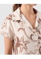 Camisa Manga Corta Cuello Solapa Para Mujer  Crema Patprimo de Patprimo
