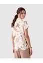 Camisa Manga Corta Cuello Solapa Para Mujer  Crema Patprimo de Patprimo
