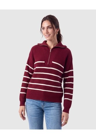 Saco Tejido Cuello Cierre Para Mujer  Vino Patprimo Patprimo