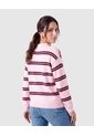 Polo Manga Larga A Rayas Para Mujer  Rosado Patprimo de Patprimo