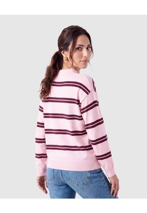 Polo Manga Larga A Rayas Para Mujer  Rosado Patprimo