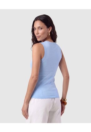 Camiseta Sin Mangas Unicolor Para Mujer  Azul Patprimo