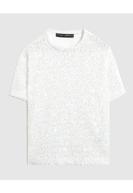 Camiseta Con Lentejuelas Para Mujer  Blanco Patprimo