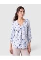 Blusa Escote V Manga 3/4 Para Mujer  Azul Patprimo de Patprimo