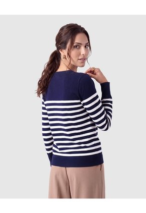 Saco Tejido Botones Puño Para Mujer Azul Patprimo