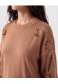 Saco Tejido Bordado Calado Para Mujer  Café Patprimo de Patprimo