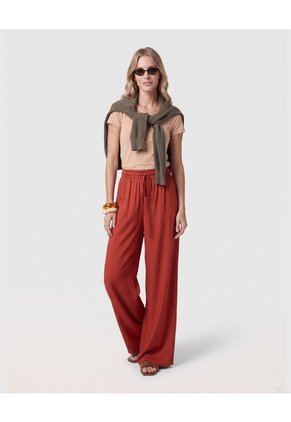 Pantalón Fluido Bota Ancha Para Mujer  Naranja Patprimo