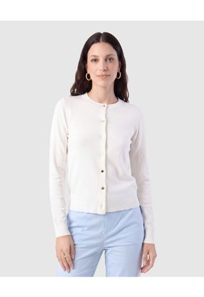 Saco Tejido Con Botones Para Mujer Blanco Patprimo