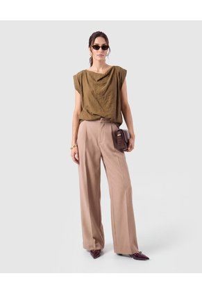 Blusa Cuello Drapeado Para Mujer  Café Patprimo