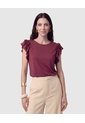 Camiseta Con Volantes En Mangas Para Mujer  Morado Patprimo de Patprimo