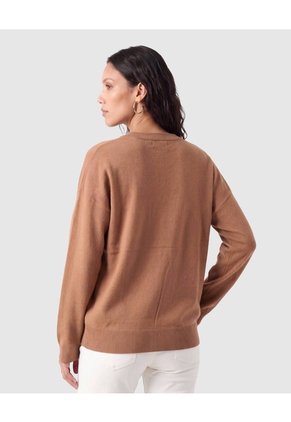 Saco Tejido Bordado Calado Para Mujer Café Patprimo