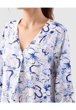Blusa Escote V Manga 3/4 Para Mujer  Azul Patprimo