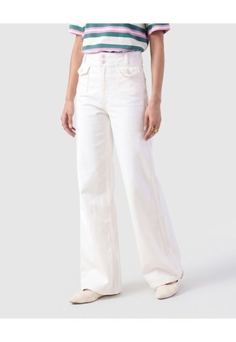 Jean Wide Leg Tiro Alto Para Mujer  Blanco Patprimo Patprimo