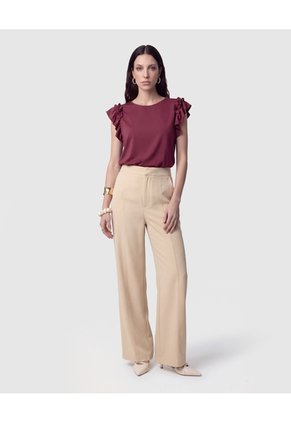 Camiseta Con Volantes En Mangas Para Mujer Morado Patprimo