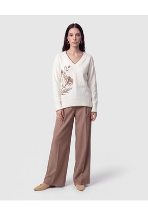 Saco Tejido Cuello En V Para Mujer  Blanco Patprimo