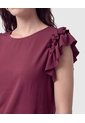 Camiseta Con Volantes En Mangas Para Mujer  Morado Patprimo de Patprimo