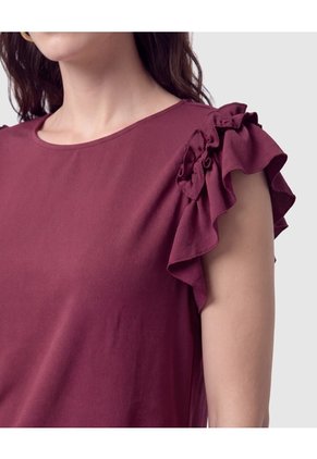 Camiseta Con Volantes En Mangas Para Mujer Morado Patprimo