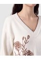 Saco Tejido Cuello En V Para Mujer  Blanco Patprimo de Patprimo