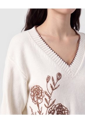 Saco Tejido Cuello En V Para Mujer  Blanco Patprimo