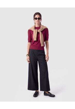 Camiseta Tejida Cuello Redondo Para Mujer  Vino Patprimo