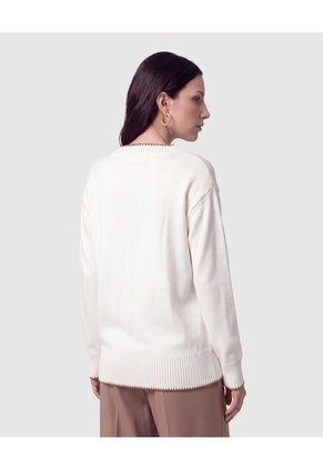 Saco Tejido Cuello En V Para Mujer  Blanco Patprimo
