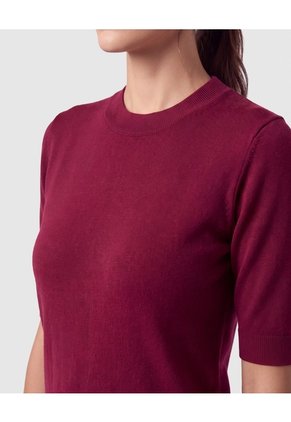 Camiseta Tejida Cuello Redondo Para Mujer  Vino Patprimo
