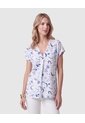 Camiseta Estampada Escote En V Para Mujer  Azul Patprimo de Patprimo