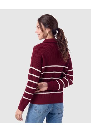 Saco Tejido Cuello Cierre Para Mujer  Vino Patprimo