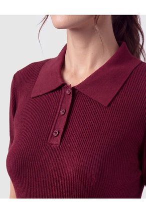 Polo Acanalada Para Mujer Vino Patprimo