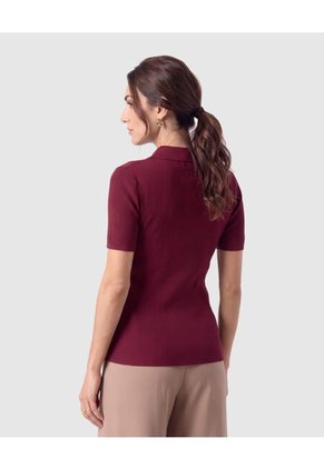 Polo Acanalada Para Mujer Vino Patprimo