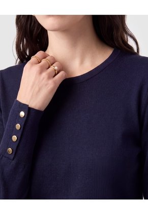 Saco Tejido Puños Con Botones Para Mujer Azul Patprimo