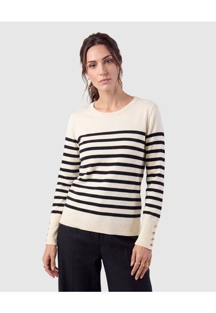Saco Tejido Botones Puño Para Mujer  Crema Patprimo