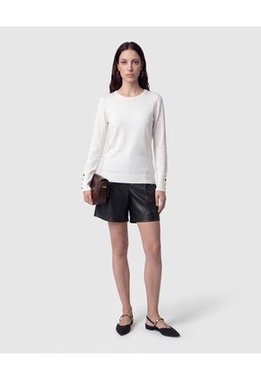 Saco Tejido Puños Con Botones Para Mujer Blanco Patprimo