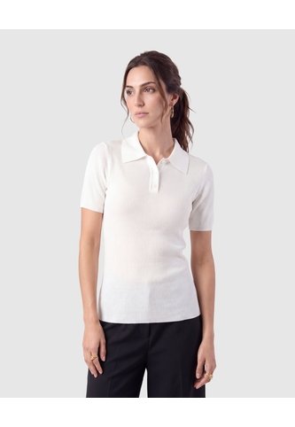Polo Acanalada Para Mujer  Blanco Patprimo Patprimo